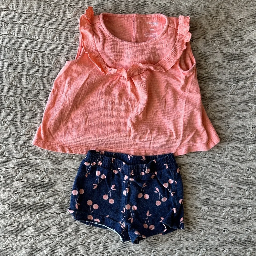 Carter’s 8pc Baby Girl Play Condition Outfit Bundle, 18 Months